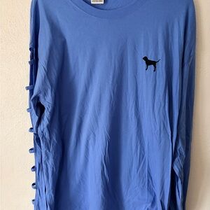 PINK Victoria’s Secret Blue Long Sleeve Shirt with Cutout Sleeves